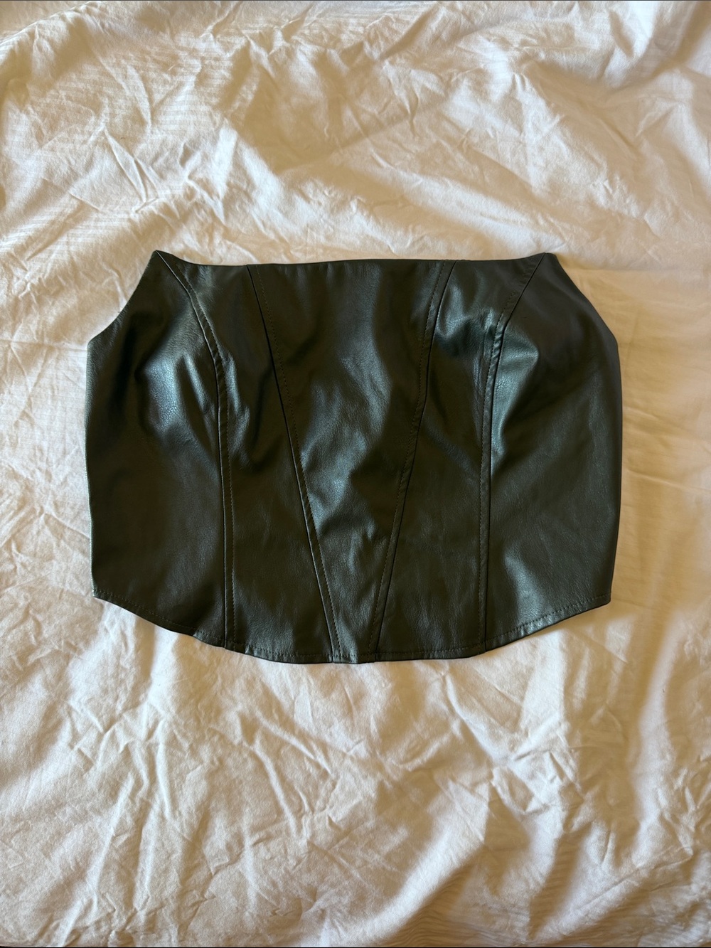 ASOS Black Faux Leather Strapless Crop Top